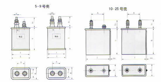 CH82型高壓密封復(fù)合介質(zhì)電容器尺寸圖