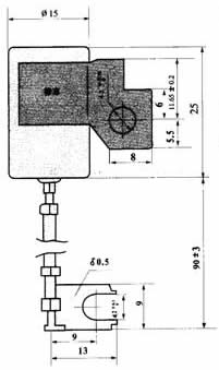 DR203A型汽車斷電器用箔式聚酯電容器尺寸圖