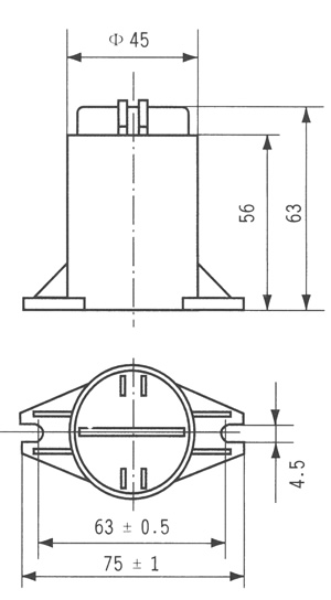 CBB80A型高壓交流金屬化聚丙烯介質(zhì)電容器尺寸圖