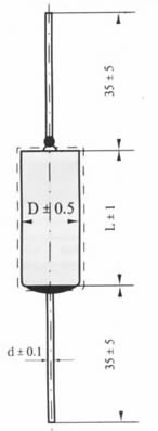 CA－1型固體電解質(zhì)燒結(jié)鉭電容器尺寸圖