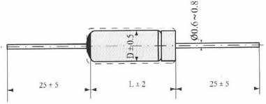 CA30型（160V）非固體電解質(zhì)固定鉭電容器尺寸圖