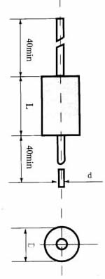 CBF10型金屬箔式聚四氟乙烯膜介質(zhì)電容器尺寸圖